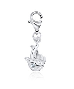 Crossed Fingers Shape Silver Charms CH-68